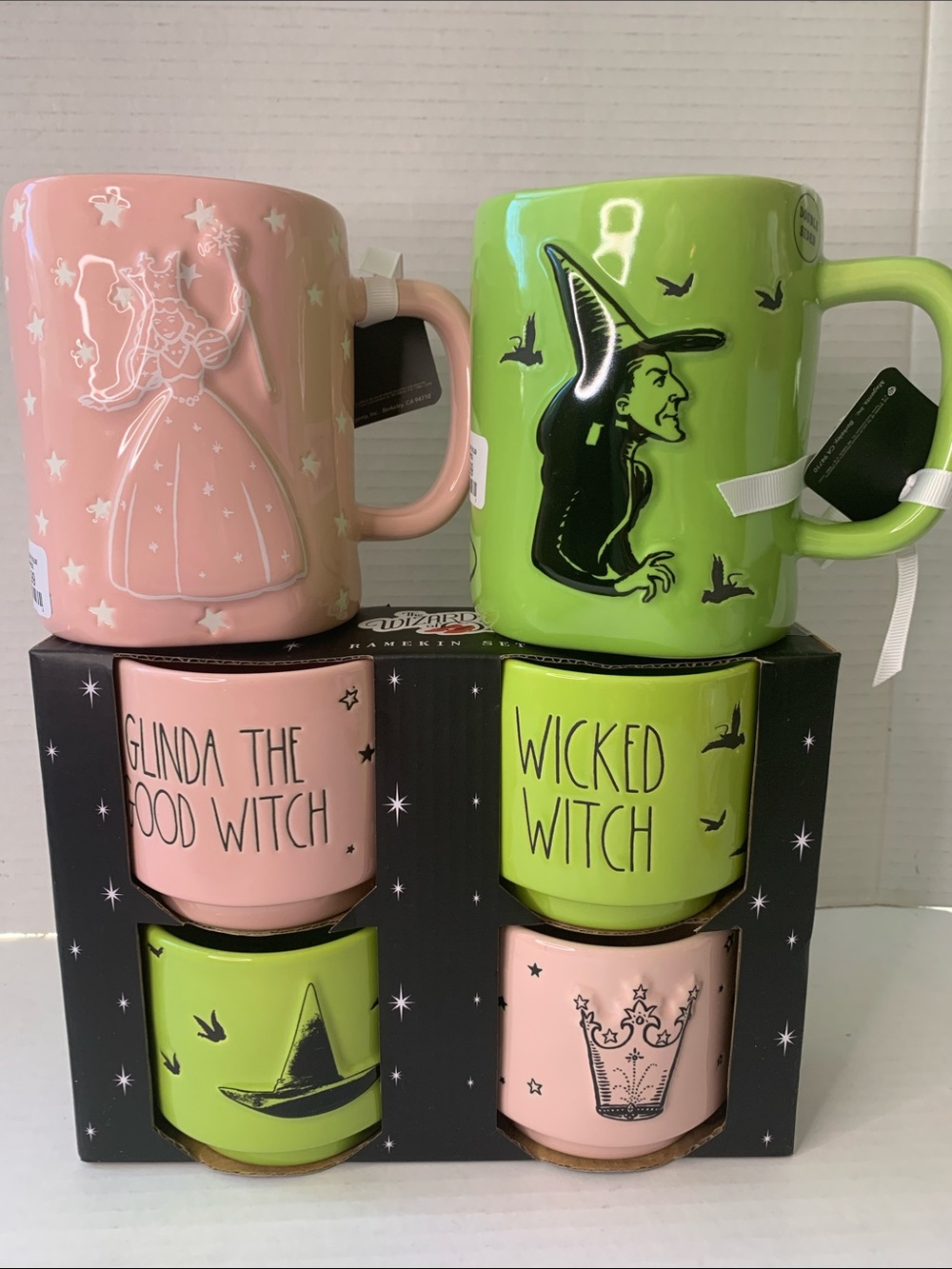 Glinda & Wicked Bad Witch Ceramic Mug Double Sided Witch Good Remkins Bowls NEW